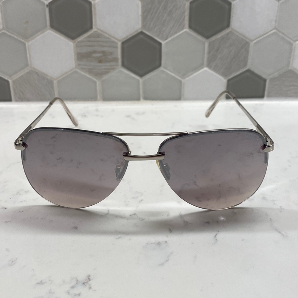 Quay Silver Aviator Sunglasses